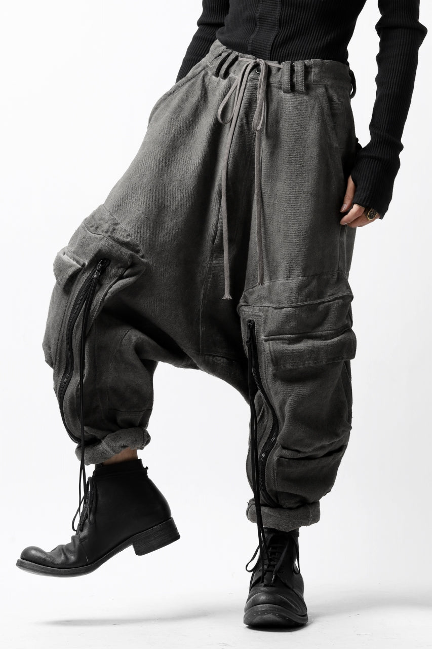 A.F ARTEFACT HEAVY CROTCH CARGO PANTS / LOW COUNT DENIM (COLD DYED / GREY)