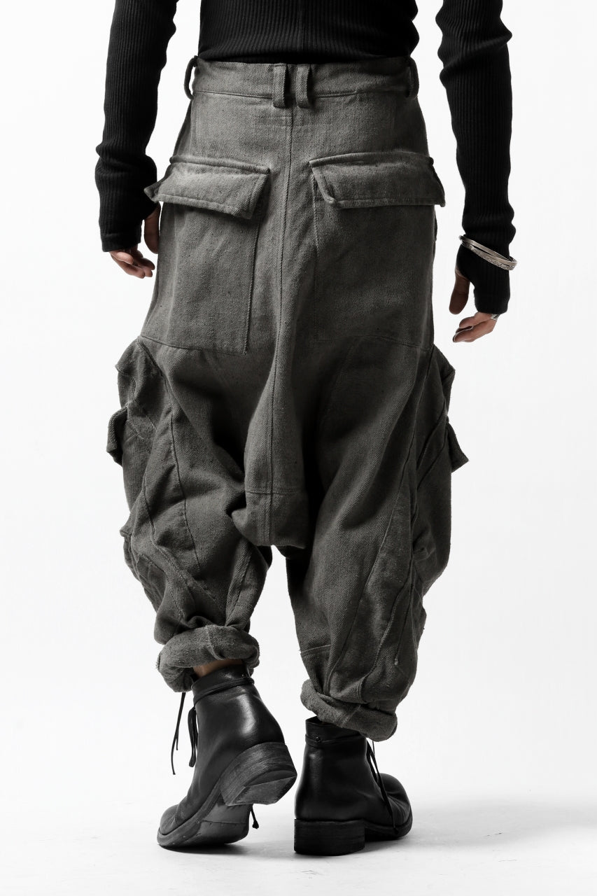 Load image into Gallery viewer, A.F ARTEFACT HEAVY CROTCH CARGO PANTS / LOW COUNT DENIM (COLD DYED / GREY)