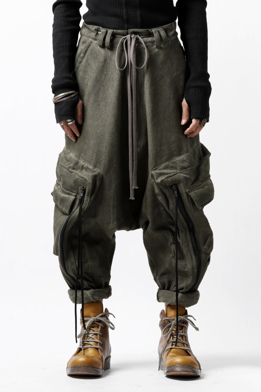 Load image into Gallery viewer, A.F ARTEFACT HEAVY CROTCH CARGO PANTS / LOW COUNT DENIM (COLD DYED / KHAKI)