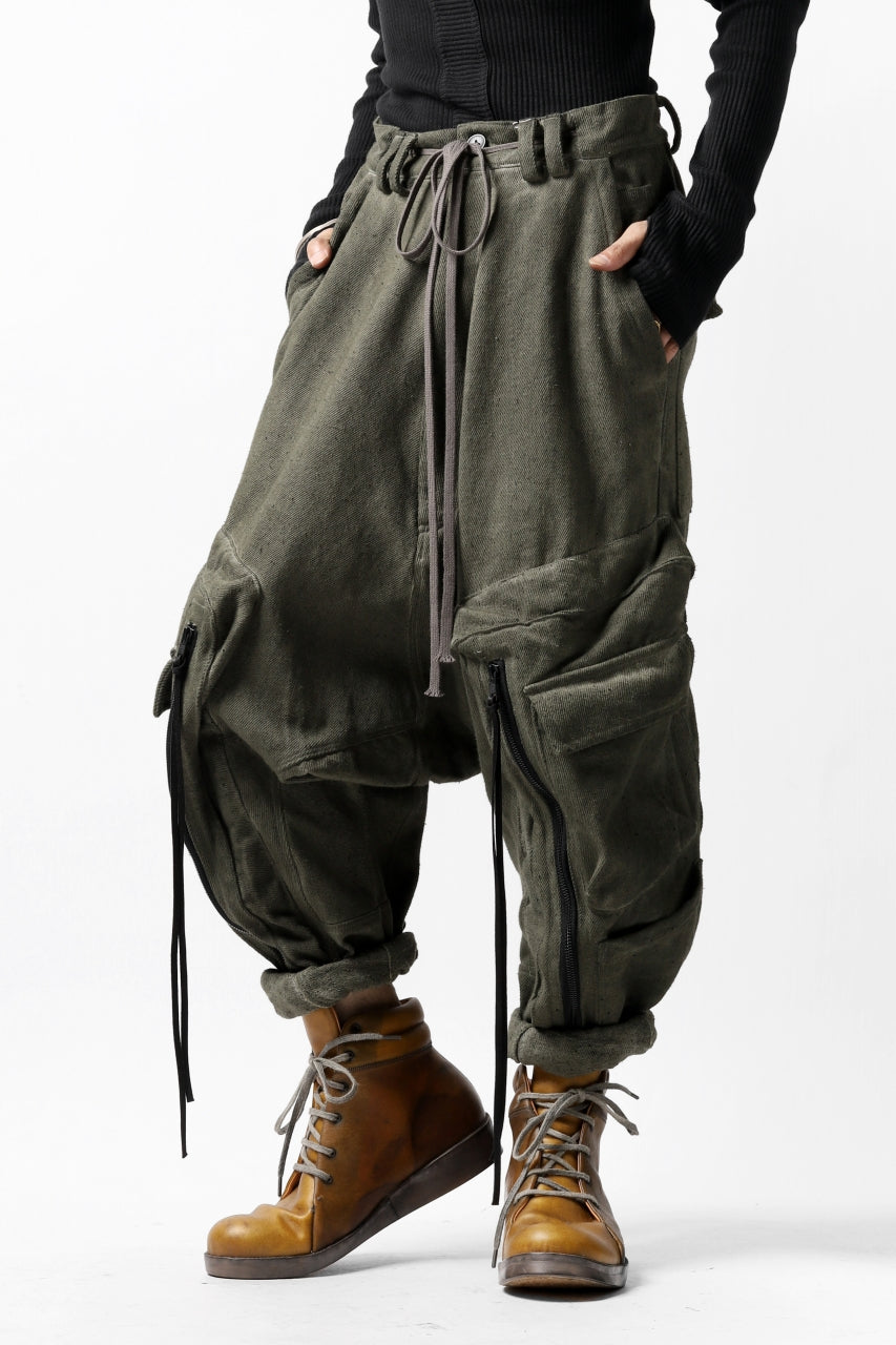 Load image into Gallery viewer, A.F ARTEFACT HEAVY CROTCH CARGO PANTS / LOW COUNT DENIM (COLD DYED / KHAKI)