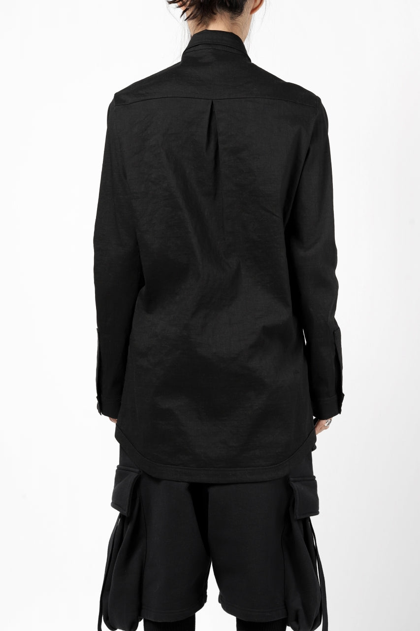 A.F ARTEFACT CLASSIC LONG SLEEVE SHIRT / HIGH STRETCH LINEN (BLACK)