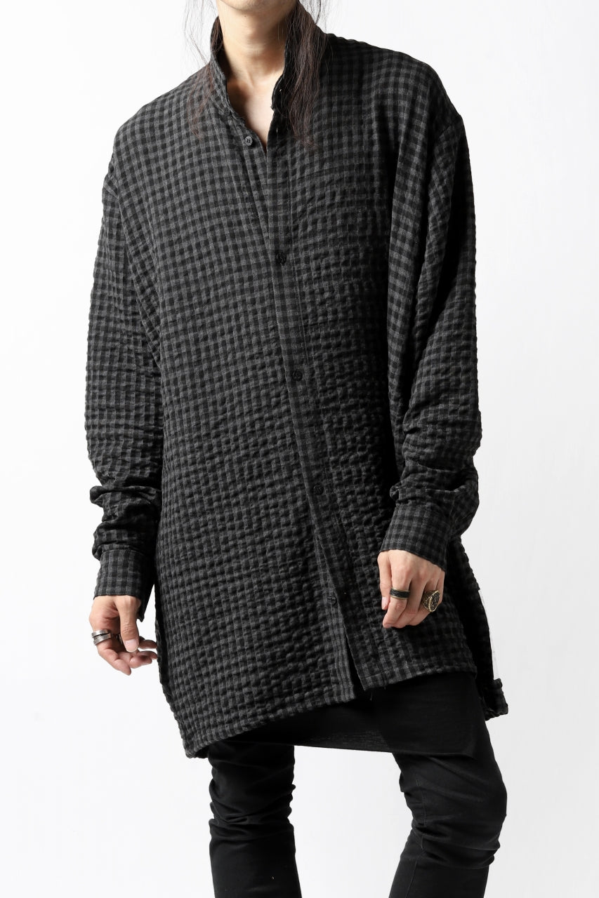 A.F ARTEFACT GARDENER LONGCHECK SHIRT (DARK GREY)