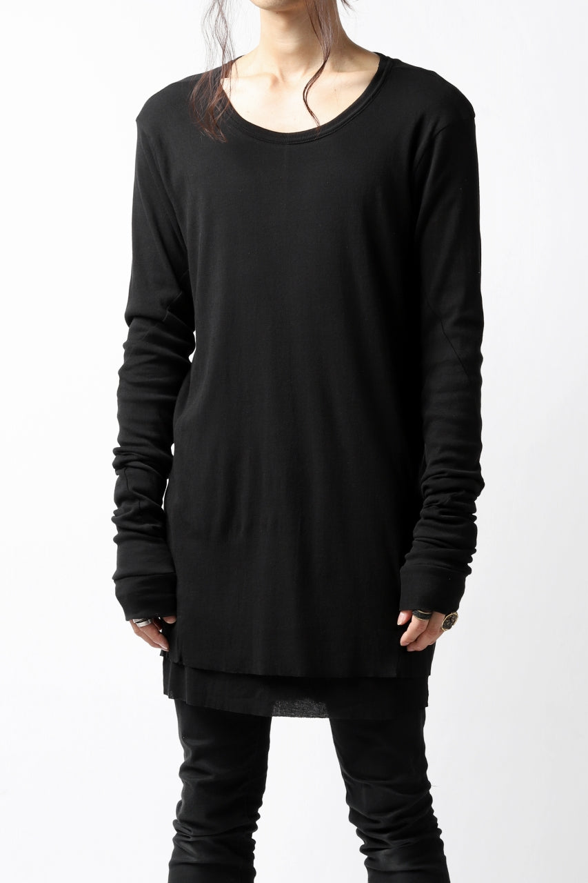 画像をギャラリービューアに読み込む, A.F ARTEFACT DOUBLE LAYERED LONG TOPS / SOFT GAUZE LJ (BLACK)