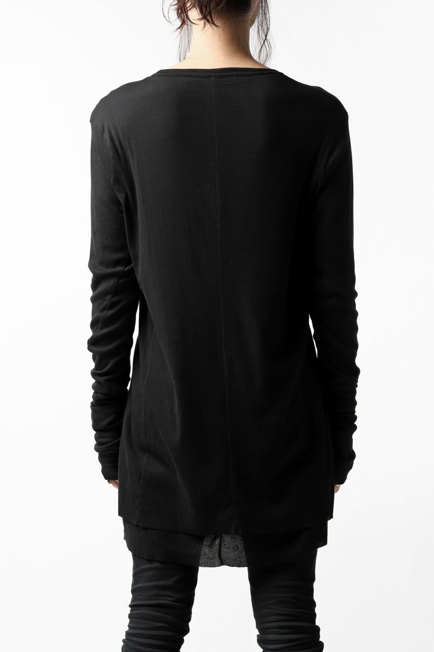 画像をギャラリービューアに読み込む, A.F ARTEFACT DOUBLE LAYERED LONG TOPS / SOFT GAUZE LJ (BLACK)