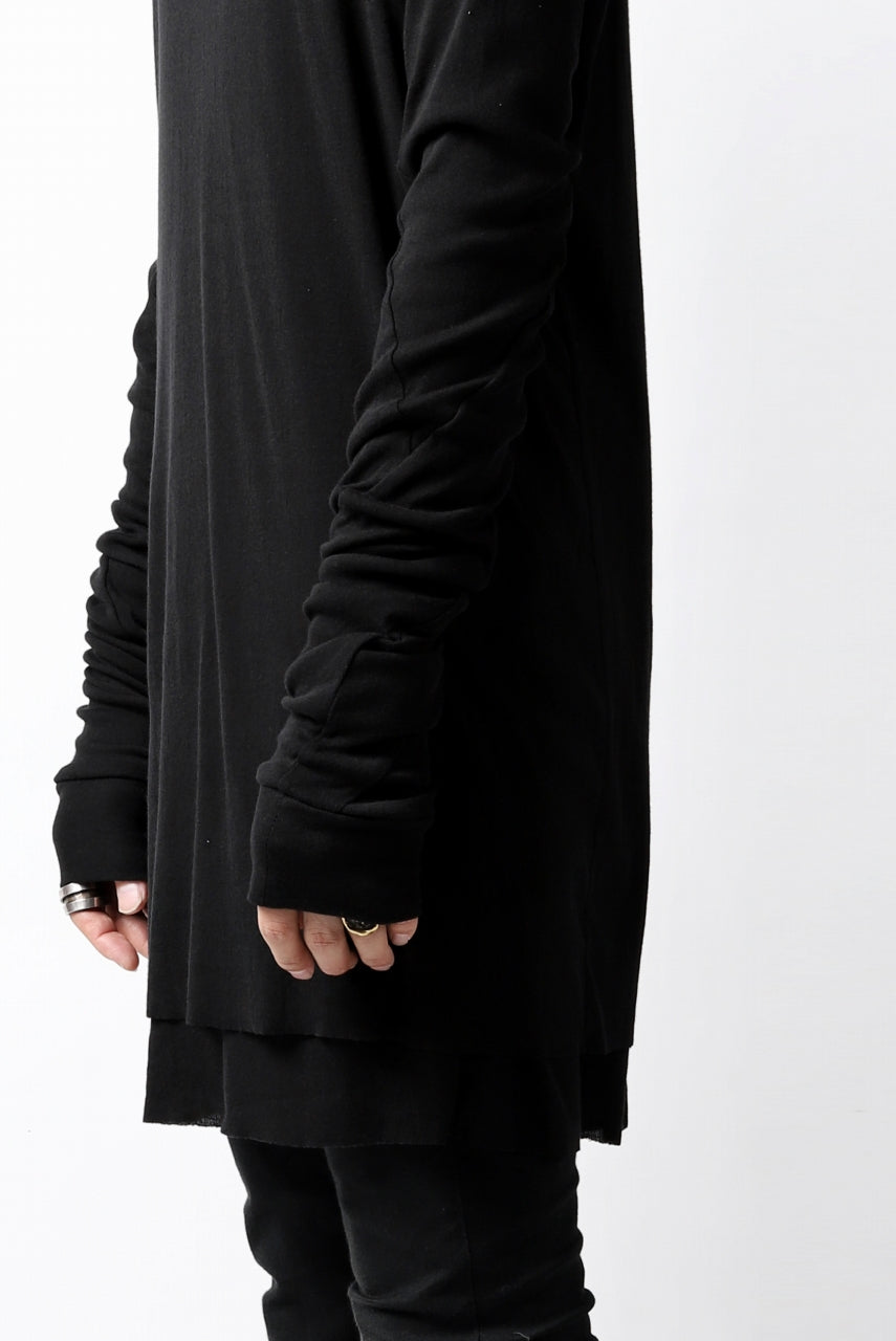 A.F ARTEFACT DOUBLE LAYERED LONG TOPS / SOFT GAUZE LJ (BLACK)