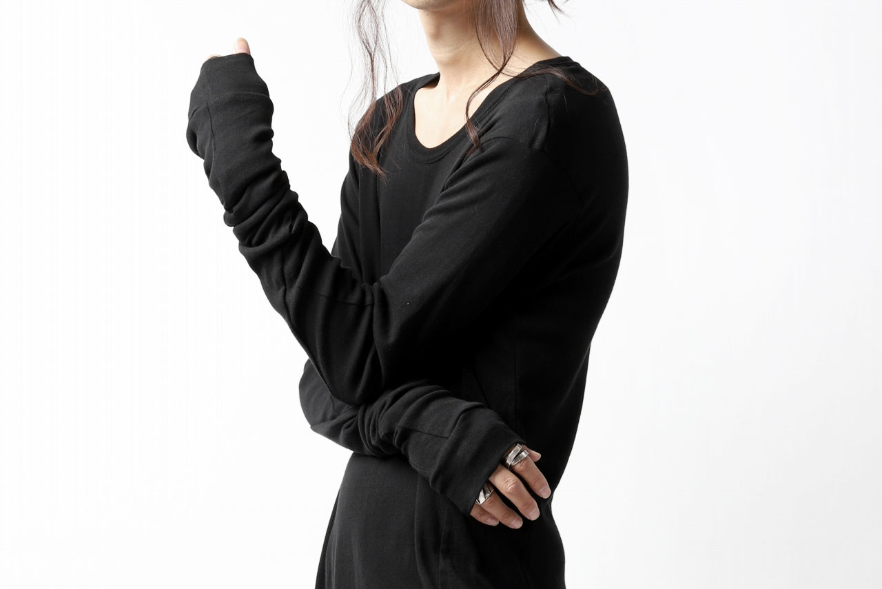 A.F ARTEFACT DOUBLE LAYERED LONG TOPS / SOFT GAUZE LJ (BLACK)