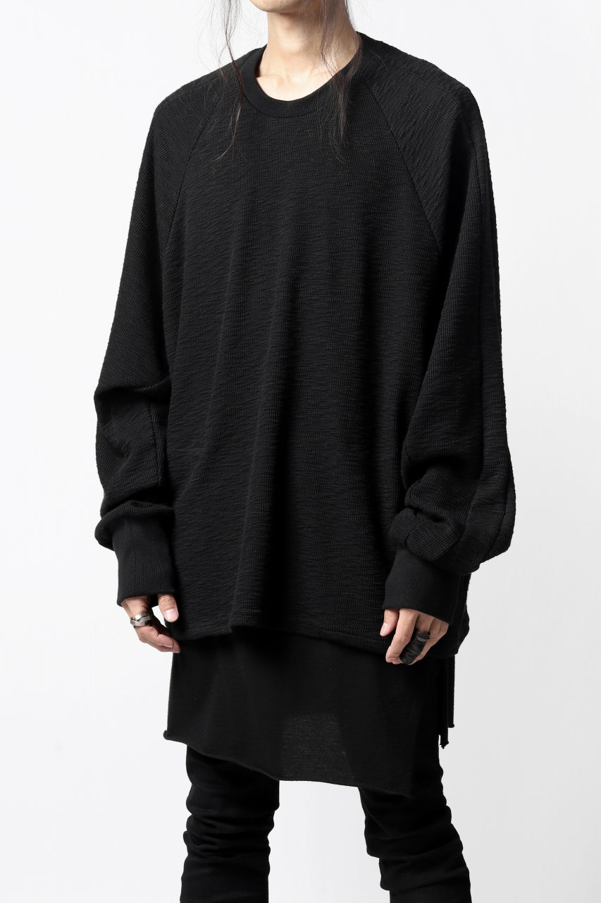 A.F ARTEFACT BOMBER PULLOVER TOPS #2 / SLAB KNIT JERSEY (BLACK)