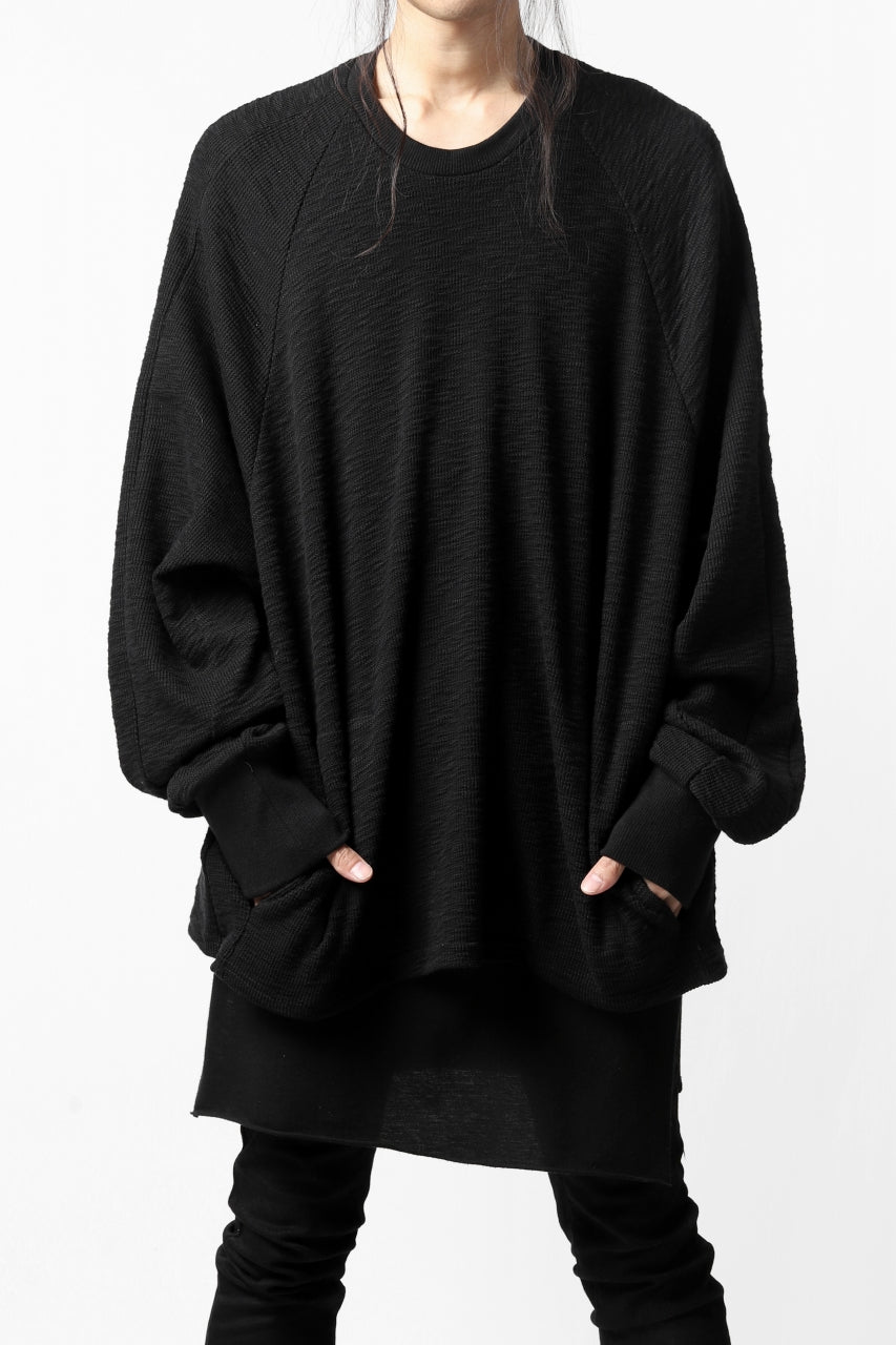 Load image into Gallery viewer, A.F ARTEFACT OVERSIZE RAGLAN TOPS #2 / SLAB KNIT JERSEY (BLACK)