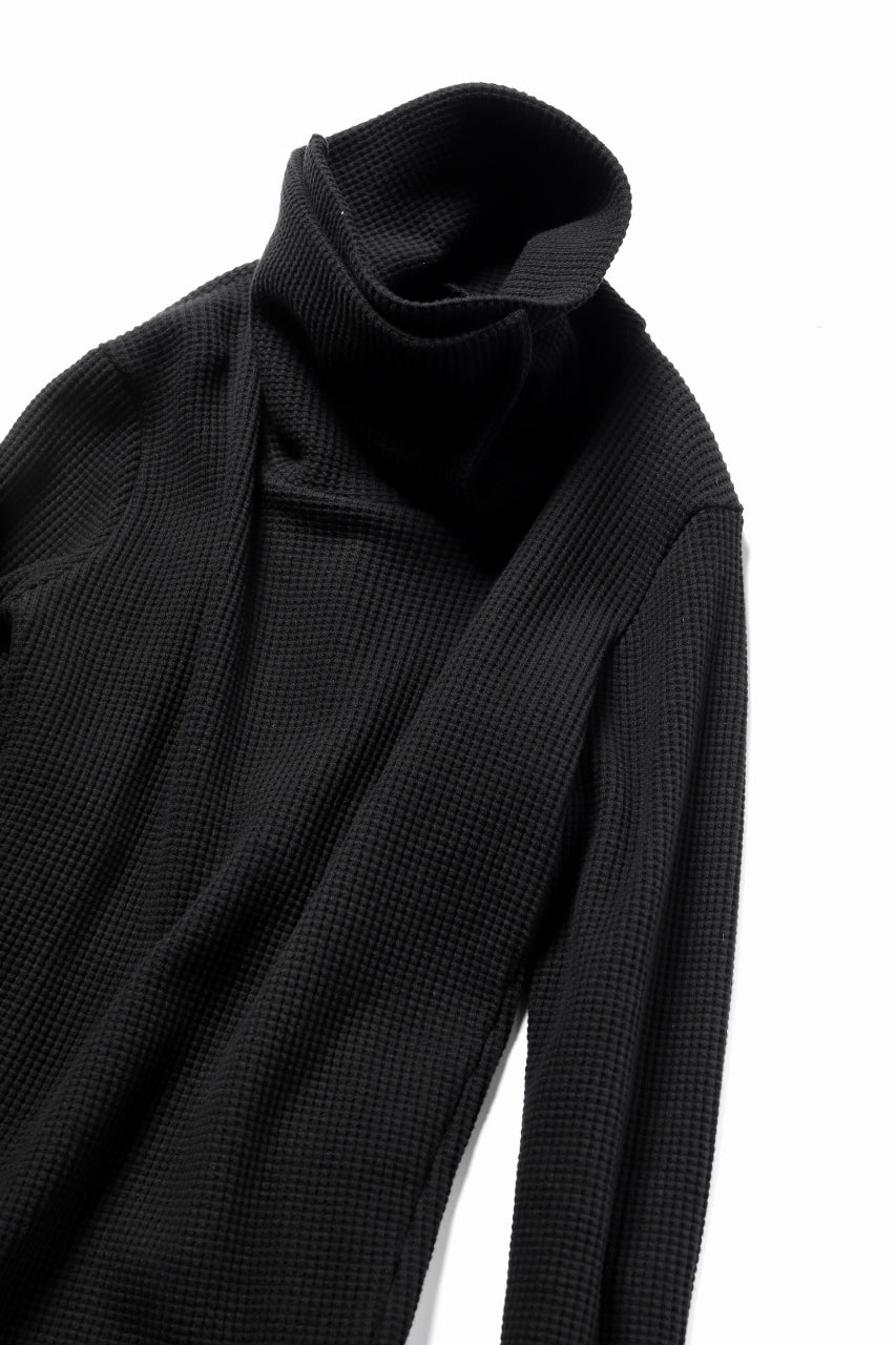 A.F ARTEFACT exclusive HIGH NECK WRAP TOPS / WAFFLE JERSEY (BLACK)