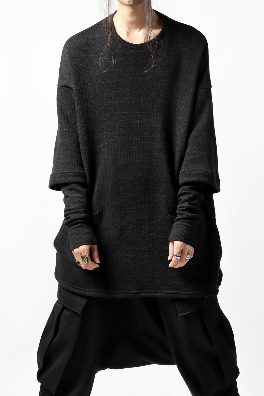 A.F ARTEFACT exclusive LAYERED PULL OVER TOPS / VINTAGE SLAB x THERMOLITE® CORE (BLACK x BLACK)