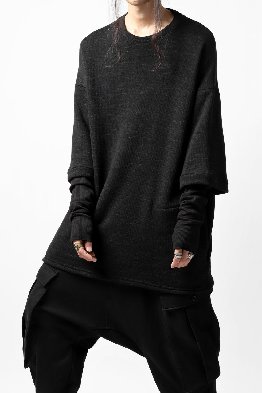 A.F ARTEFACT exclusive LAYERED PULL OVER TOPS / VINTAGE SLAB x THERMOLITE® CORE (BLACK x BLACK)