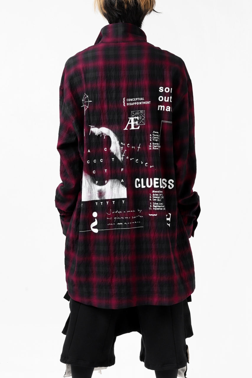 画像をギャラリービューアに読み込む, A.F ARTEFACT &quot;CLUELESS&quot; OMBRE CHECK SHIRT (BLACK x RED)