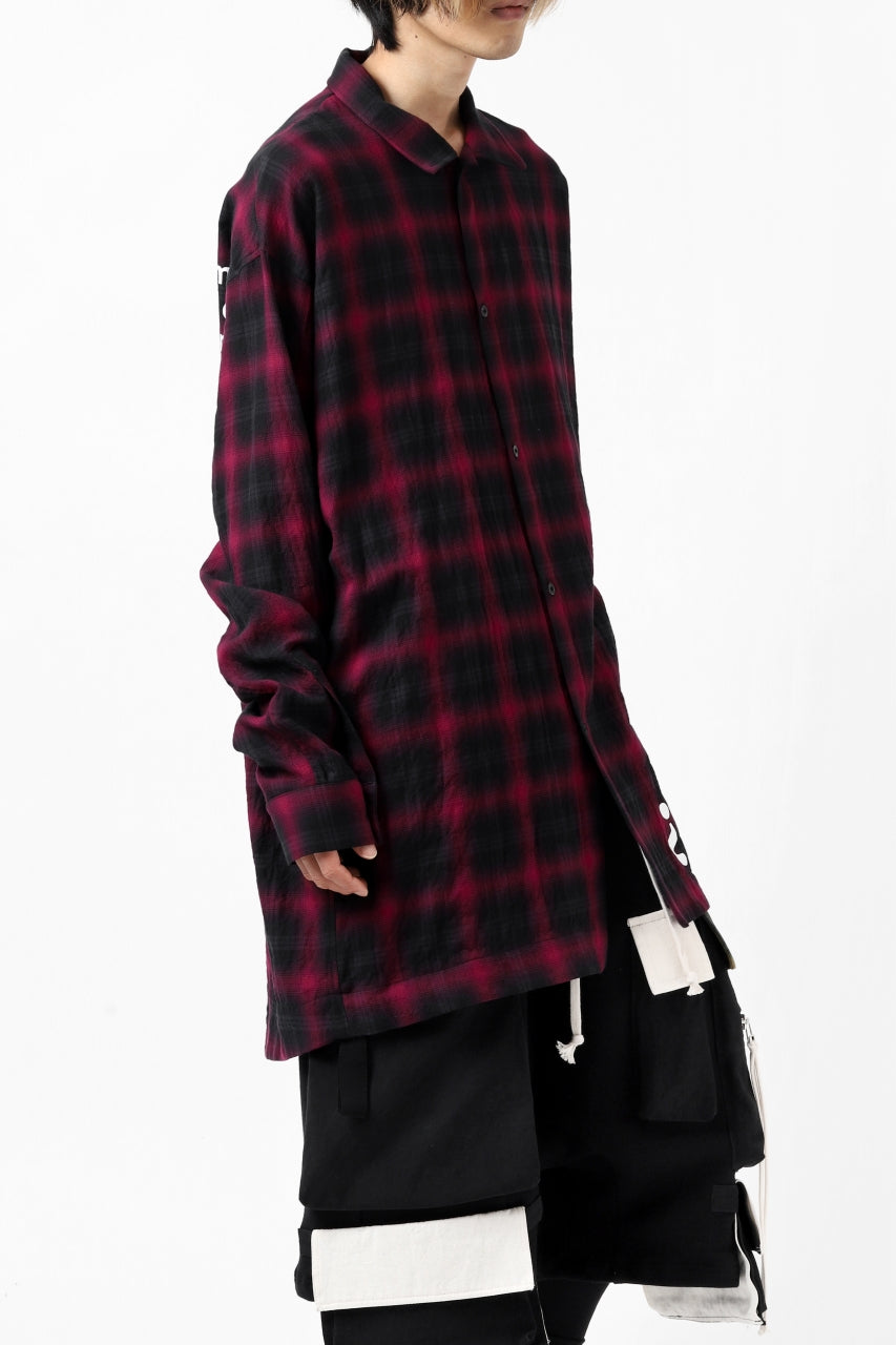 画像をギャラリービューアに読み込む, A.F ARTEFACT &quot;CLUELESS&quot; OMBRE CHECK SHIRT (BLACK x RED)