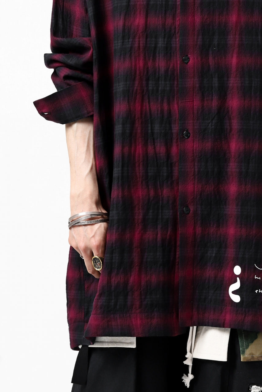 画像をギャラリービューアに読み込む, A.F ARTEFACT &quot;CLUELESS&quot; OMBRE CHECK SHIRT (BLACK x RED)