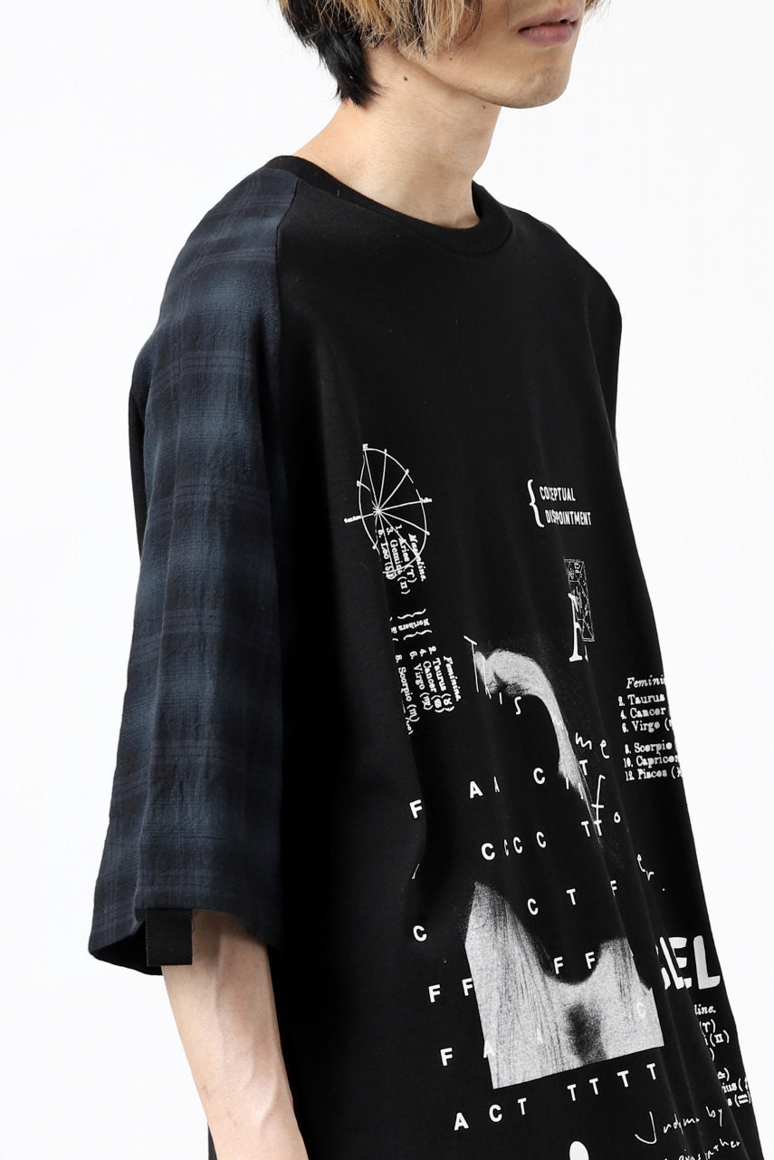 画像をギャラリービューアに読み込む, A.F ARTEFACT &quot;CLUELESS&quot; DOCKING RAGLAN TOPS (BLACK x GREY)