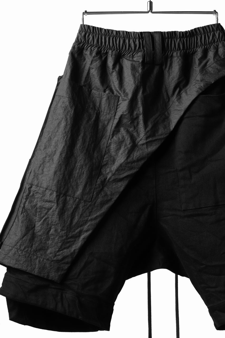 A.F ARTEFACT "COVER" SLASHED LAYER SHORTS (BLACK)