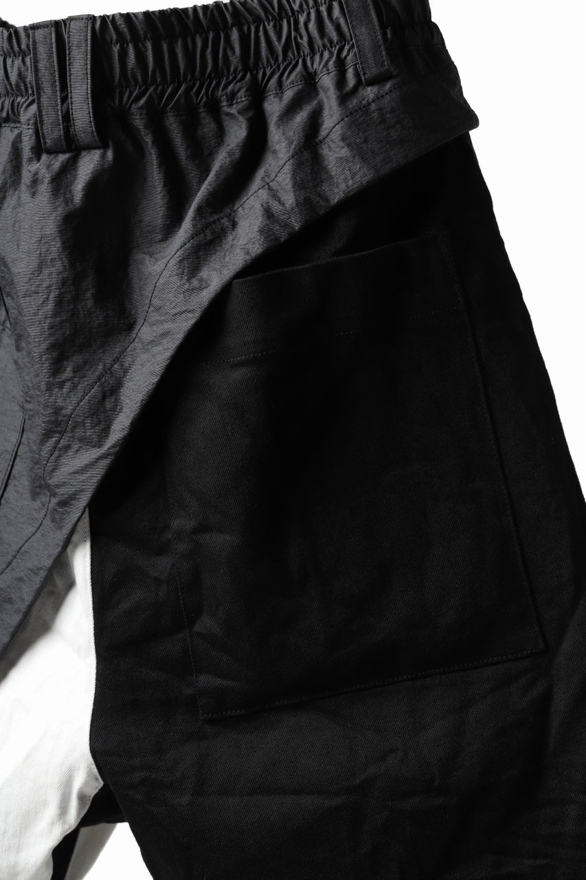 A.F ARTEFACT "COVER" SLASHED LAYER SHORTS (BLACK×WHITE)