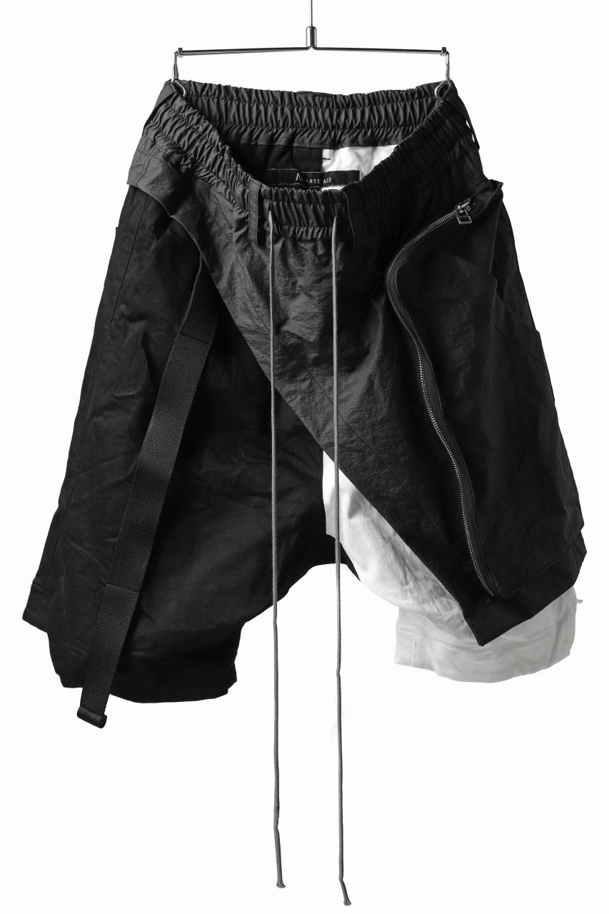 A.F ARTEFACT "COVER" SLASHED LAYER SHORTS (BLACK×WHITE)