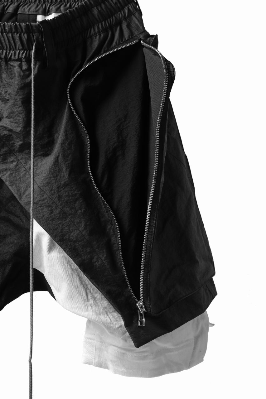 A.F ARTEFACT "COVER" SLASHED LAYER SHORTS (BLACK×WHITE)