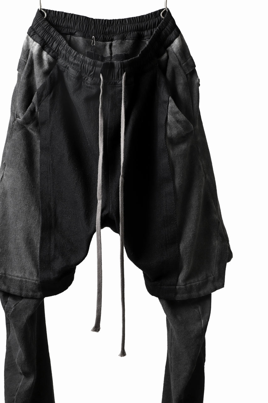 A.F ARTEFACT "Trunk-Show" SHORT LAYERED TROUSERS / COLD DYED COMBI FABRIC (BK x GY)