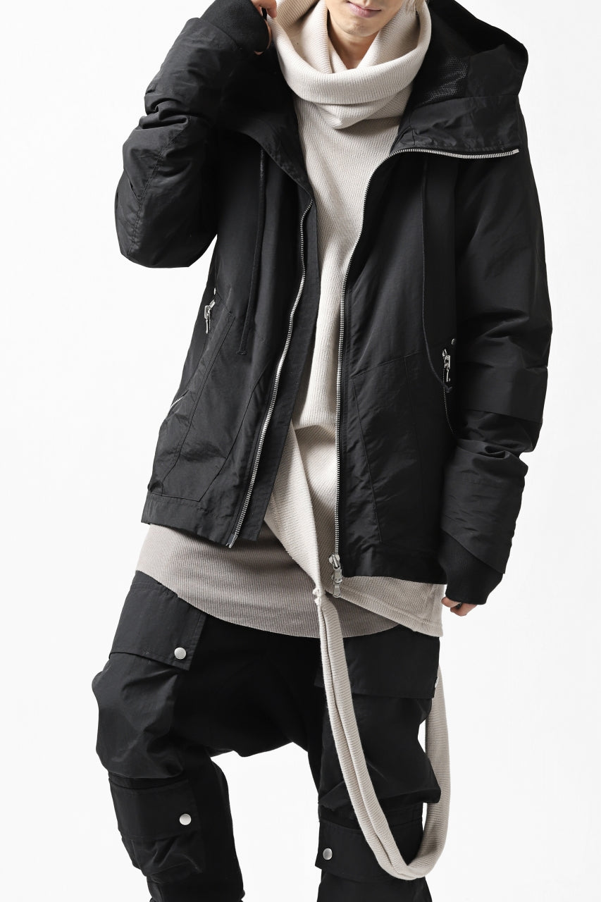 A.F ARTEFACT "PLEASANT" PARKA-JACKET / SALT SHRINKAGE NYLON (BLACK)