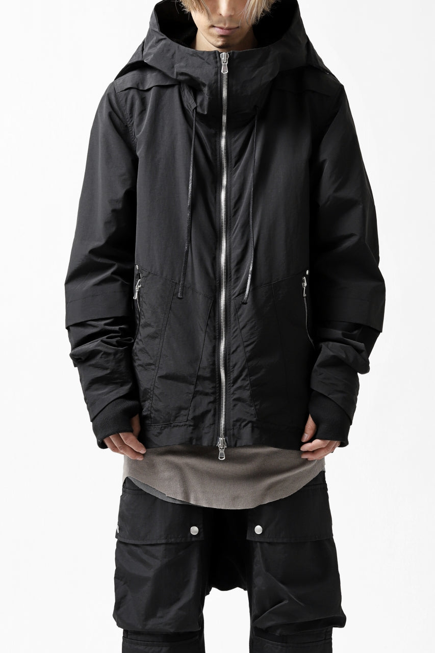 A.F ARTEFACT "PLEASANT" PARKA-JACKET / SALT SHRINKAGE NYLON (BLACK)