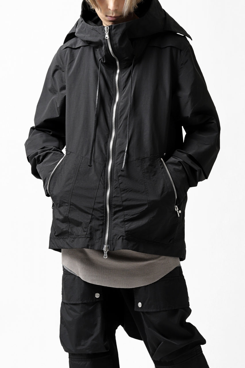 A.F ARTEFACT "PLEASANT" PARKA-JACKET / SALT SHRINKAGE NYLON (BLACK)