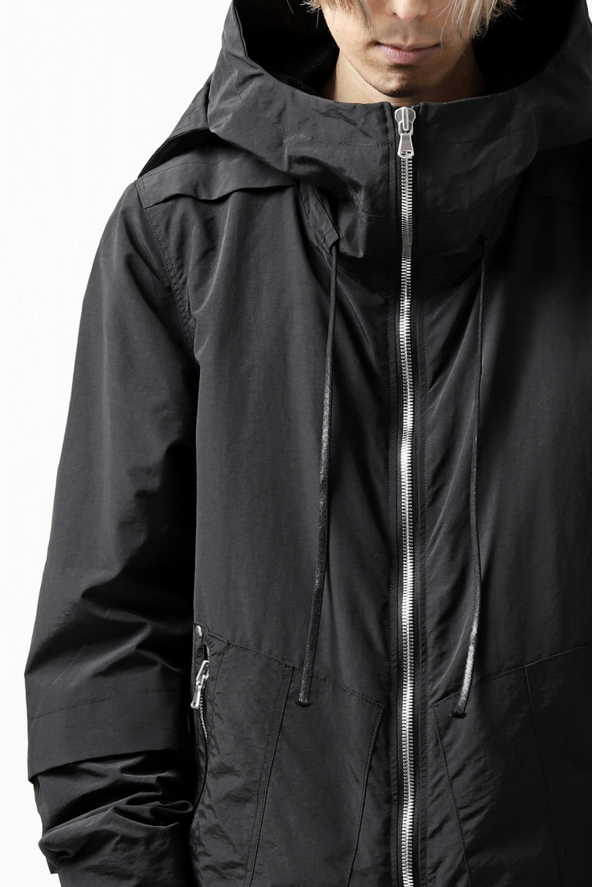 A.F ARTEFACT "PLEASANT" PARKA-JACKET / SALT SHRINKAGE NYLON (BLACK)