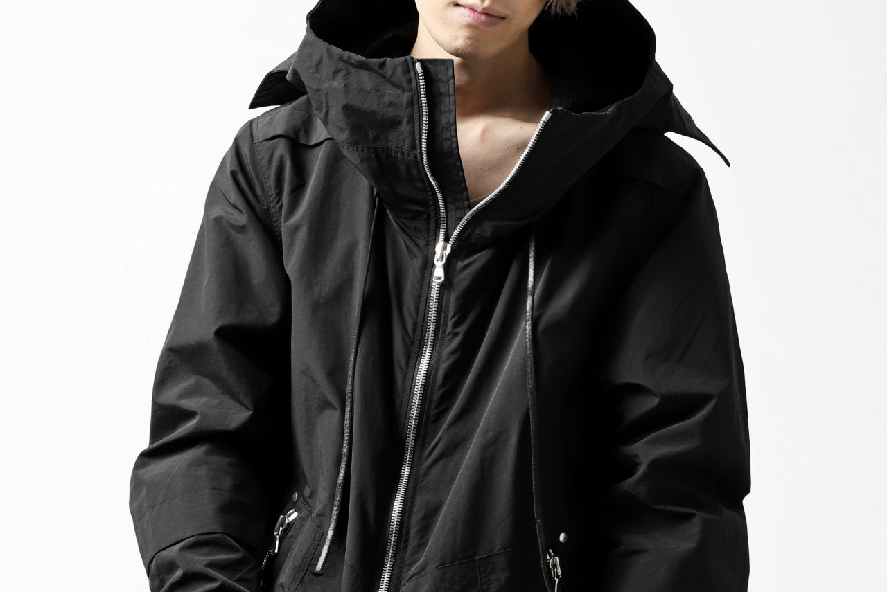 A.F ARTEFACT "PLEASANT" PARKA-JACKET / SALT SHRINKAGE NYLON (BLACK)