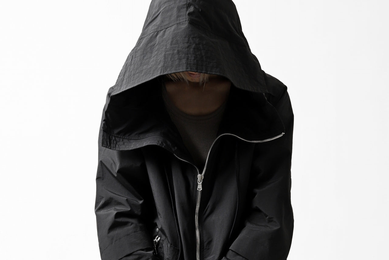 A.F ARTEFACT "PLEASANT" PARKA-JACKET / SALT SHRINKAGE NYLON (BLACK)