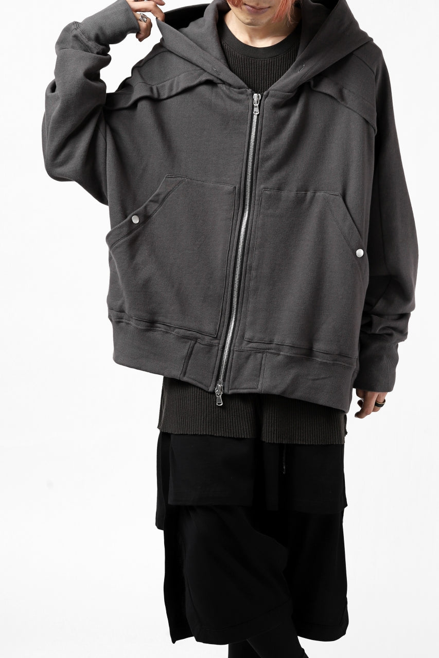 A.F ARTEFACT "FLIGHT" HOODED BLOUSON / COTTON FLEECY (GREY)