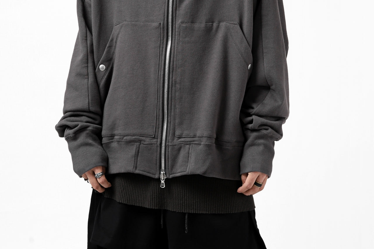 A.F ARTEFACT "FLIGHT" HOODED BLOUSON / COTTON FLEECY (GREY)