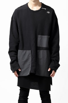 Load image into Gallery viewer, A.F ARTEFACT &quot;Trunk-Show&quot; FRAYED plus DAMAGE COMBINATION SWEATER TOPS (BLACK)