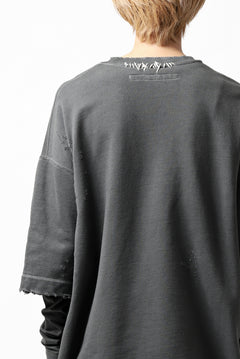 画像をギャラリービューアに読み込む, A.F ARTEFACT &quot;FRAYED&quot; DAMAGE LAYERED SWEATER TOPS (GREY)