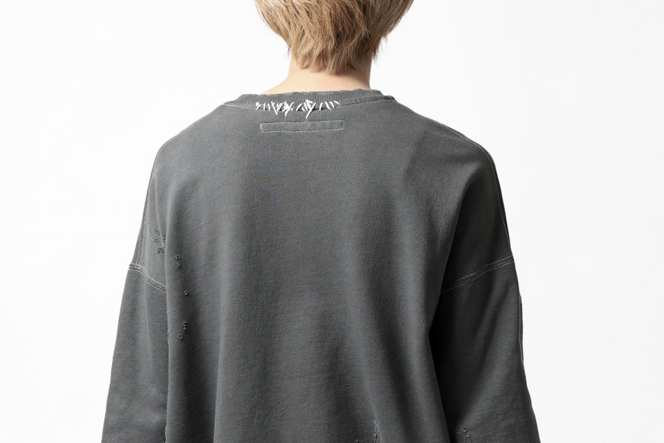 画像をギャラリービューアに読み込む, A.F ARTEFACT &quot;FRAYED&quot; DAMAGE LAYERED SWEATER TOPS (GREY)