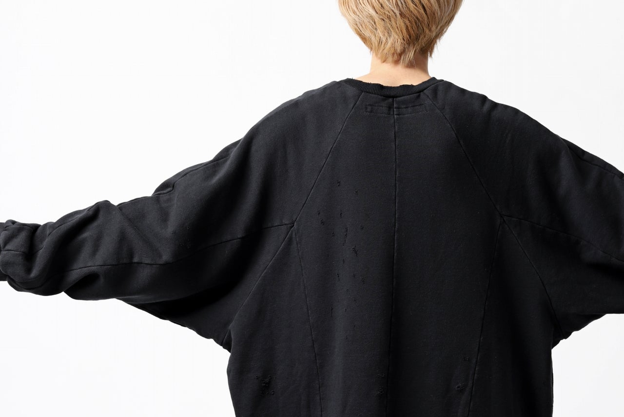 A.F ARTEFACT "FRAYED" DAMAGE LOOSEY SWEATER TOPS *EMBROIDERED(BLACK)