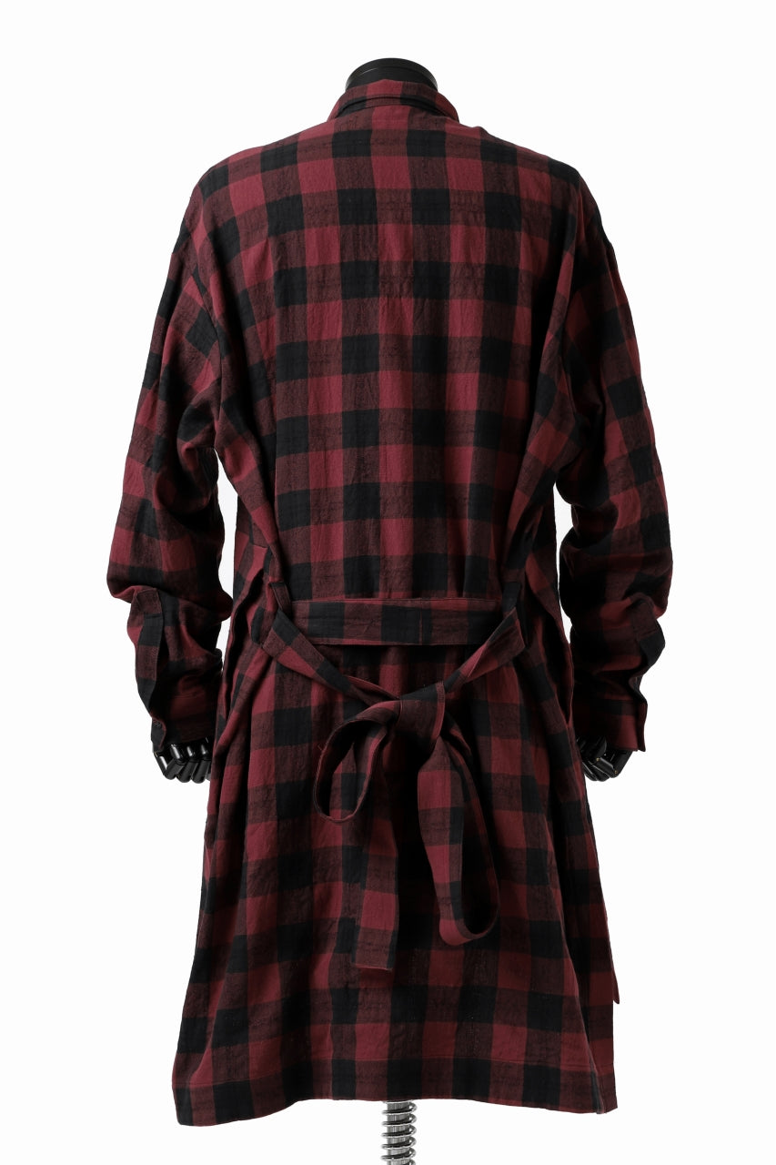 Load image into Gallery viewer, A.F ARTEFACT CHECK LONG GOWN SHIRT (RED x BLACK)