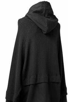 画像をギャラリービューアに読み込む, A.F ARTEFACT KNIT-COMBINATION ZIPPER HOODIE (ALL BLACK)