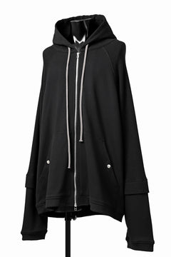 Load image into Gallery viewer, A.F ARTEFACT OVERSIZED COMBI ZIP HOODIE  / KNIT &amp; SWEAT (ALL BLACK)