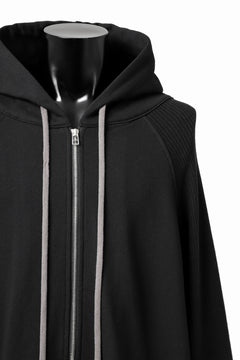 画像をギャラリービューアに読み込む, A.F ARTEFACT KNIT-COMBINATION ZIPPER HOODIE (ALL BLACK)