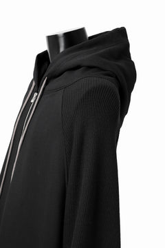 Load image into Gallery viewer, A.F ARTEFACT OVERSIZED COMBI ZIP HOODIE  / KNIT &amp; SWEAT (ALL BLACK)