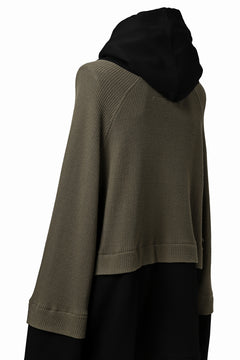 Load image into Gallery viewer, A.F ARTEFACT OVERSIZED COMBI ZIP HOODIE  / KNIT &amp; SWEAT (BLACK x KHAKI)