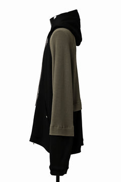 Load image into Gallery viewer, A.F ARTEFACT OVERSIZED COMBI ZIP HOODIE  / KNIT &amp; SWEAT (BLACK x KHAKI)