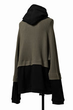 Load image into Gallery viewer, A.F ARTEFACT OVERSIZED COMBI ZIP HOODIE  / KNIT &amp; SWEAT (BLACK x KHAKI)