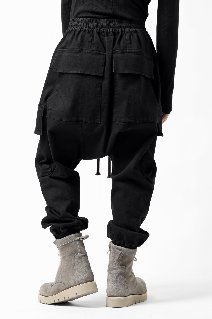 A.F ARTEFACT EASY SARROUEL CARGO PANTS / HI-STRETCH DENIM (BLACK