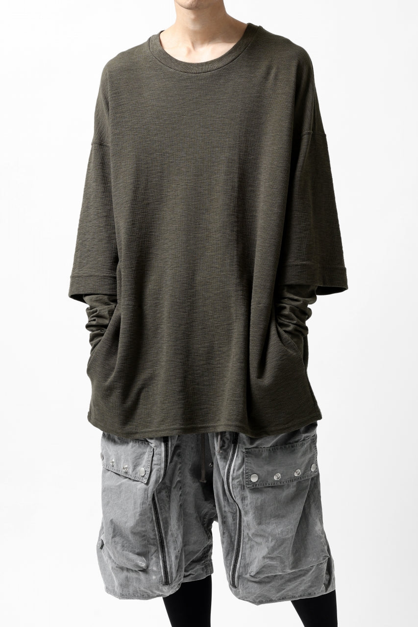 画像をギャラリービューアに読み込む, A.F ARTEFACT -HEATHER- LAYERED TOPS / DOUBLE SLAB (KHAKI)