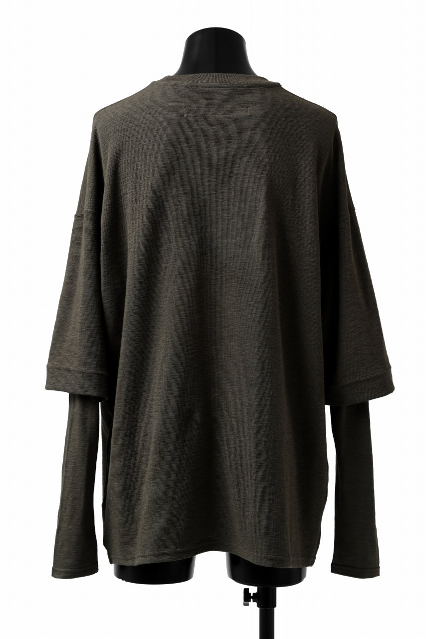 画像をギャラリービューアに読み込む, A.F ARTEFACT -HEATHER- LAYERED TOPS / DOUBLE SLAB (KHAKI)