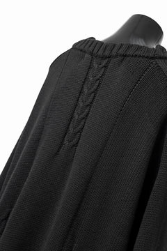 画像をギャラリービューアに読み込む, A.F ARTEFACT LOWGAUGE CABLE KNIT PULLOVER IRREGULAR-HEM (BLACK)