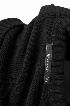 画像をギャラリービューアに読み込む, A.F ARTEFACT LOWGAUGE CABLE KNIT PULLOVER IRREGULAR-HEM (BLACK)