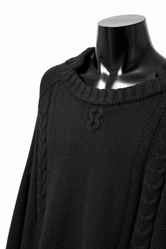 Load image into Gallery viewer, A.F ARTEFACT CABLE KNIT PULL OVER / LOW GAUGE WOOL (BLACK)